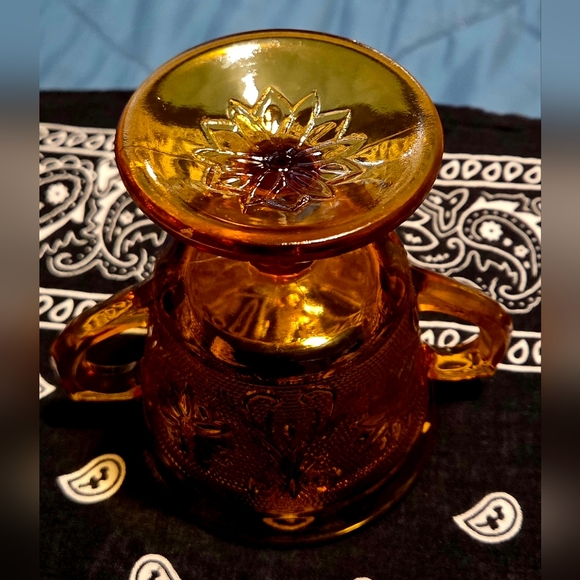 Tiara Amber Glass Pedestal Cup - Picture 4 of 5